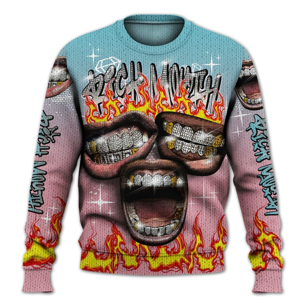 Knitted Sweater To Match Doernbecher 6s - Rich Mouth Fire Rap Retro 90s
