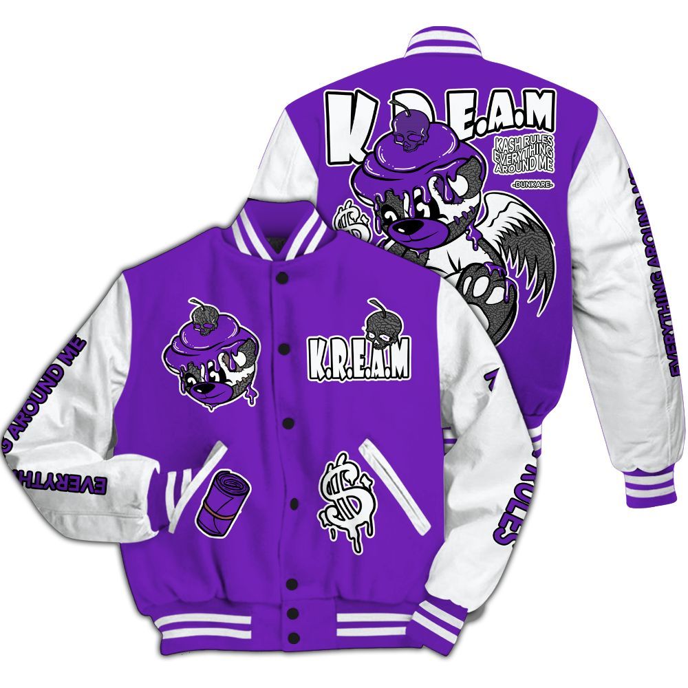 Varsity Jacket To Match Retro Dark Iris 3s - Loot Bear All Over Print