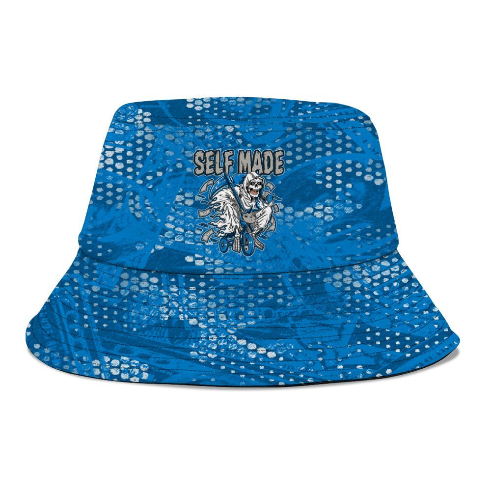 Bucket Hat To Match Military Blue 4s - Self Make Skeleton Banknotes Art Graphic