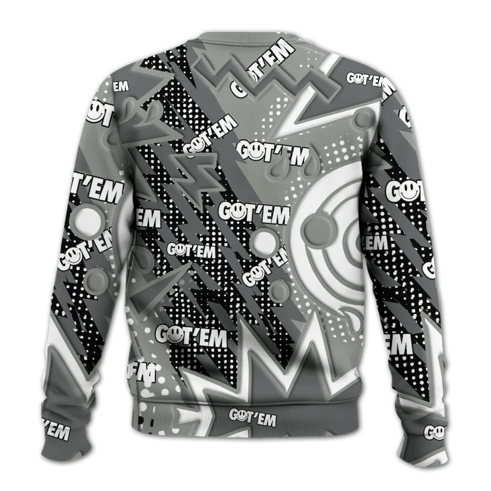 Sweatshirt To Match Paris Cement Grey 4s - Retro Vintage 90s All Over Print