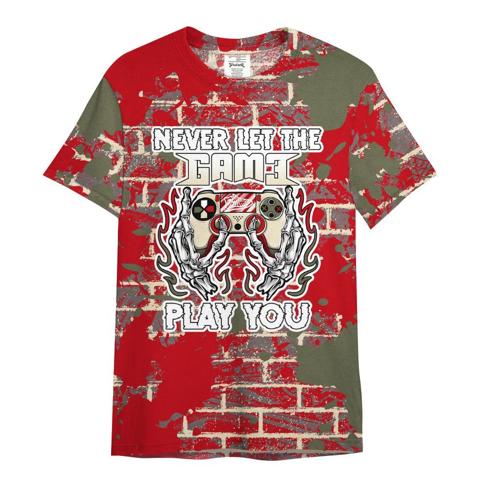 Shirt To Match Low OG Medium Olive 1s - PlayGame Skull Brick All Over Print