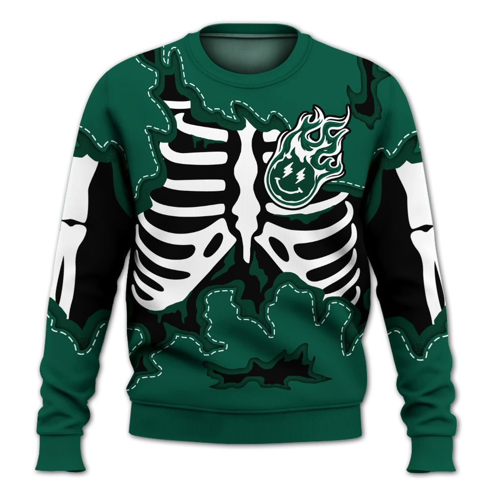 Sweatshirt To Match Oxidized Green 4s - Skeleton Smiley Face All Over Print
