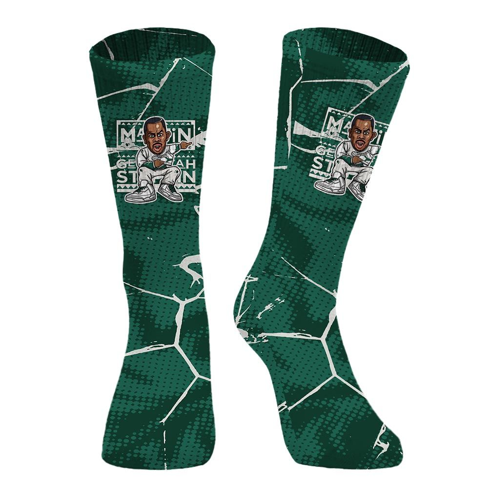 Sock To Match Oxidized Green 4s - Get Tag Sneakers Steppin' Graphic