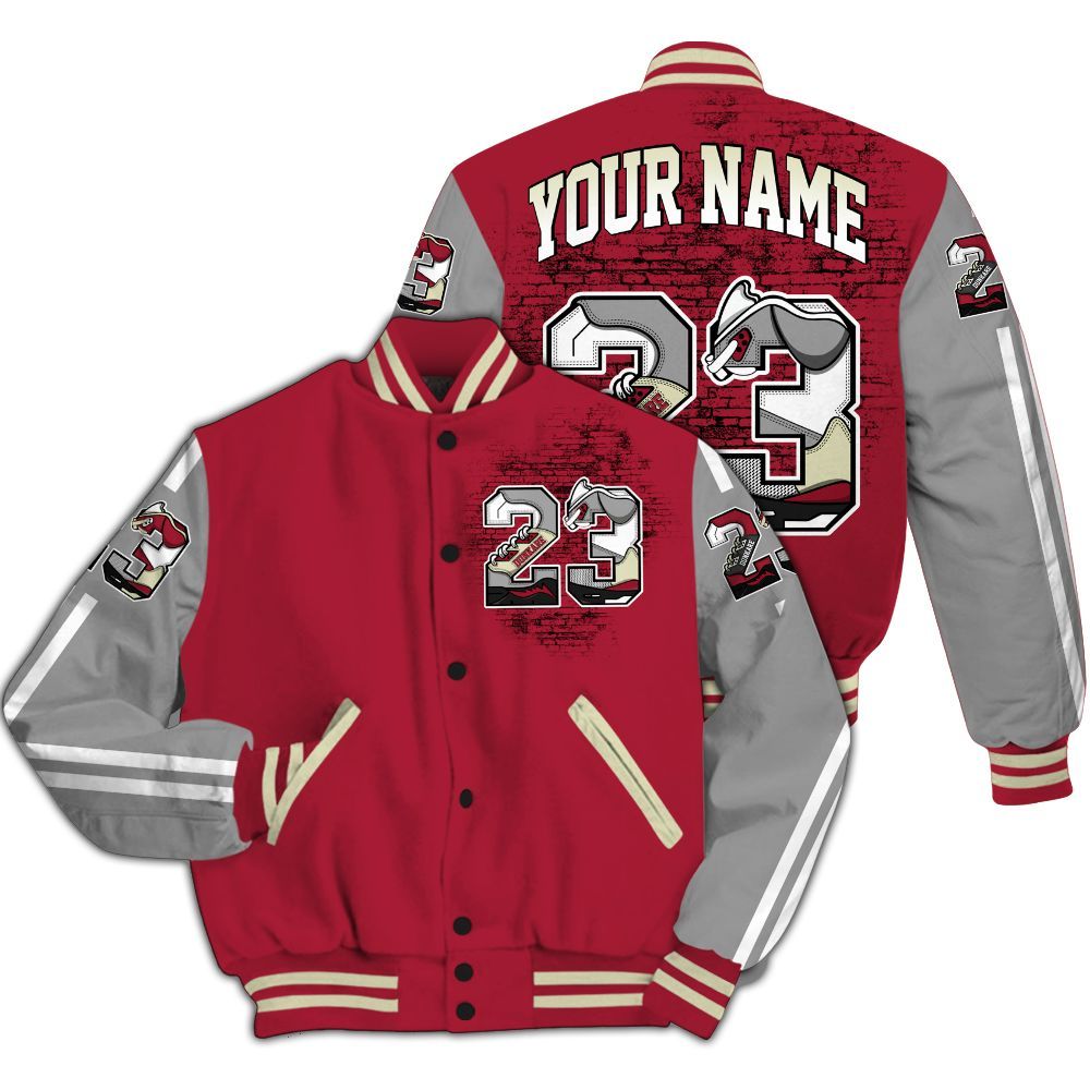 Varsity Jacket To Match High OG Chicago Shadow 1s - Custom Name 23 5s All Over Print