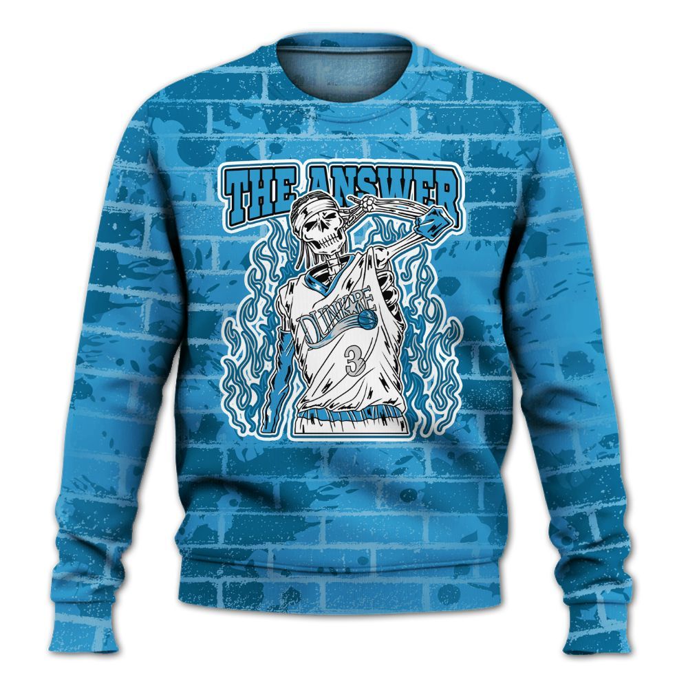 Sweatshirt To Match Powder Blue 9s - Allen Answer Skeleton Brick All Over Print