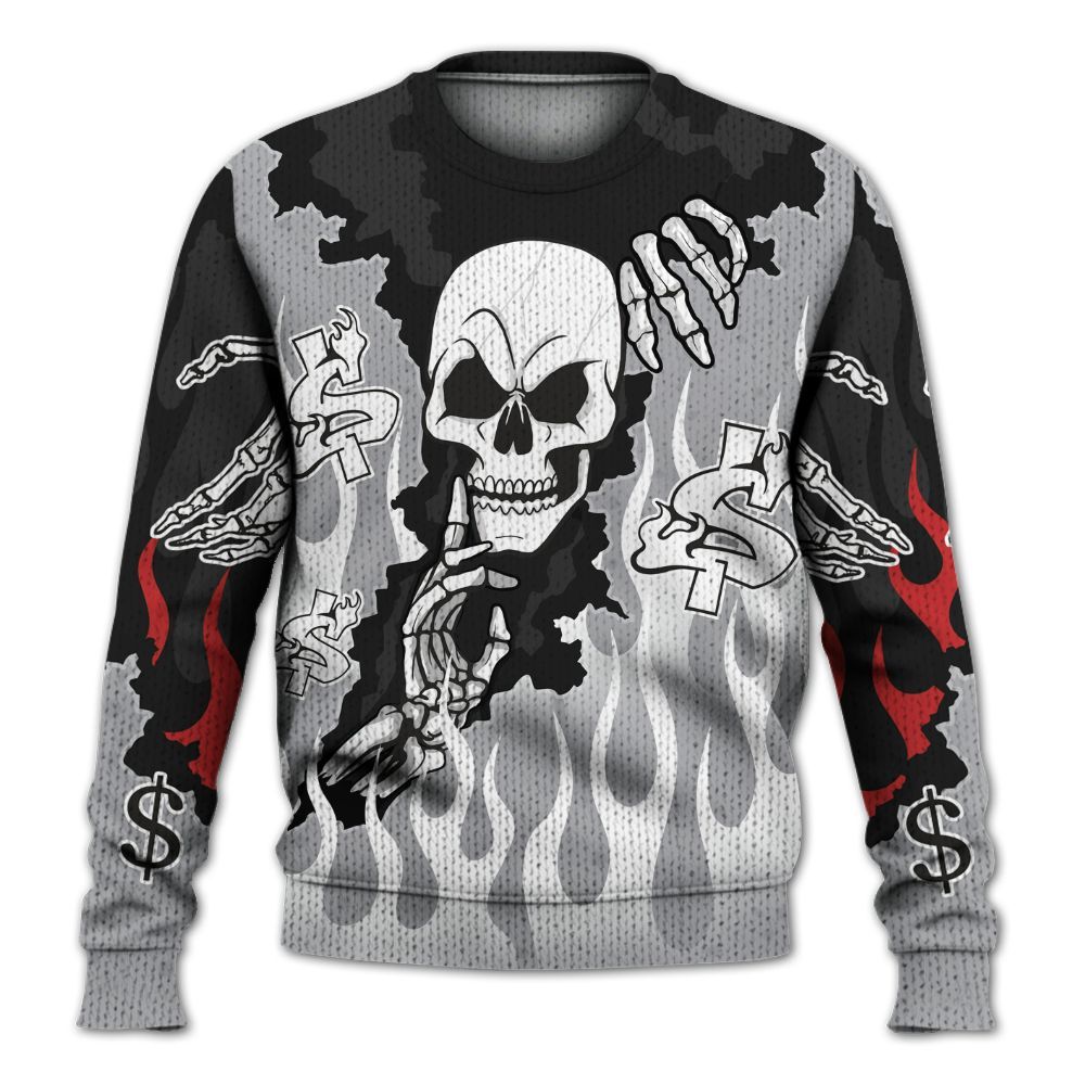 Knitted Sweater To Match White Cement 4s - Ones Move In Silence Graphic Trapped