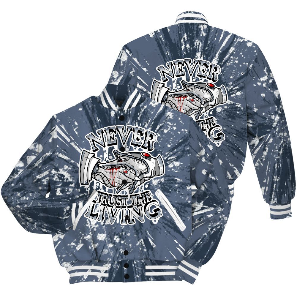 Varsity Jacket To Match Low Diffused Blue 11s Shirt - Never Trusting Living Graphic Halloween All Over Print