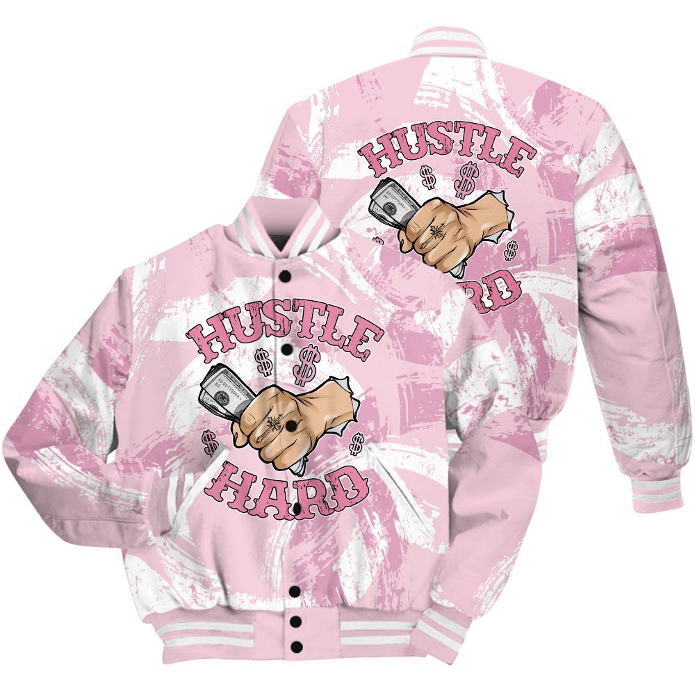 Varsity Jacket To Match Orchid 4s Shirt - Hustles Hard! Splash All Over Print