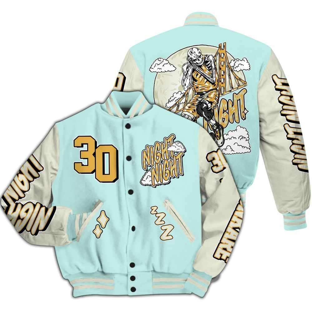 Varsity Jacket To Match Pure Platinum 4s - Seeya Skeleton All Over Print