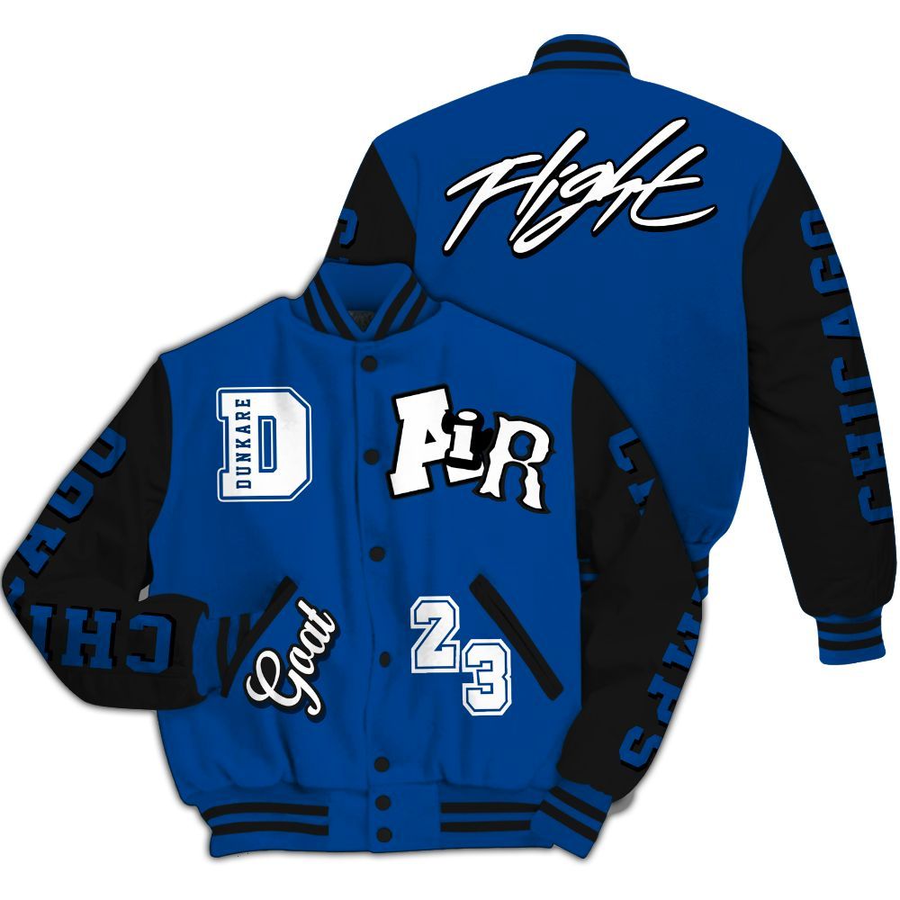 Varsity Jacket To Match Low 85 Royal 1s Shirt - AIR Number 23 GOAT All Over Print