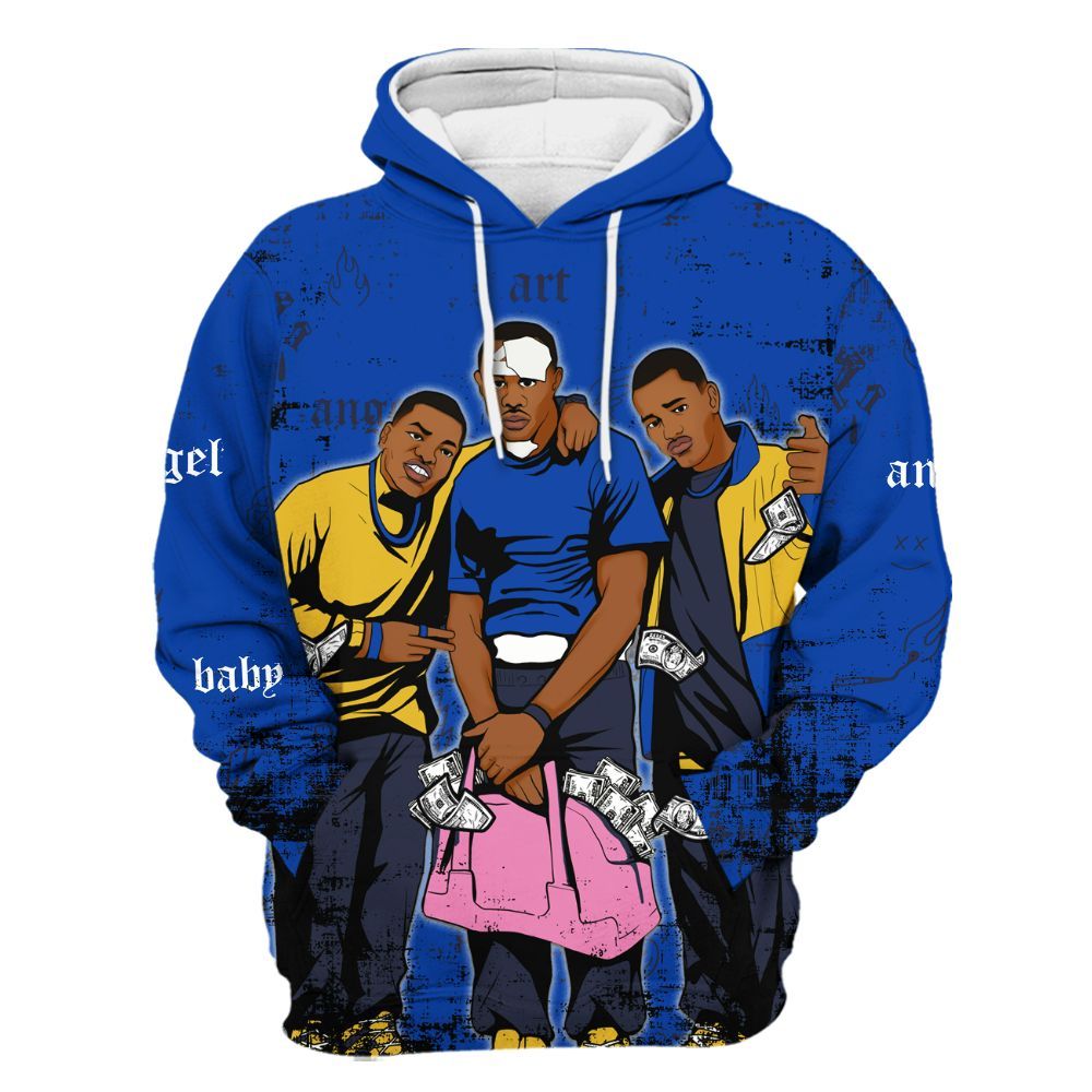 Hoodie To Match Brazil Racer Blue Yellow 3s - Paid In Full Money All Over Print