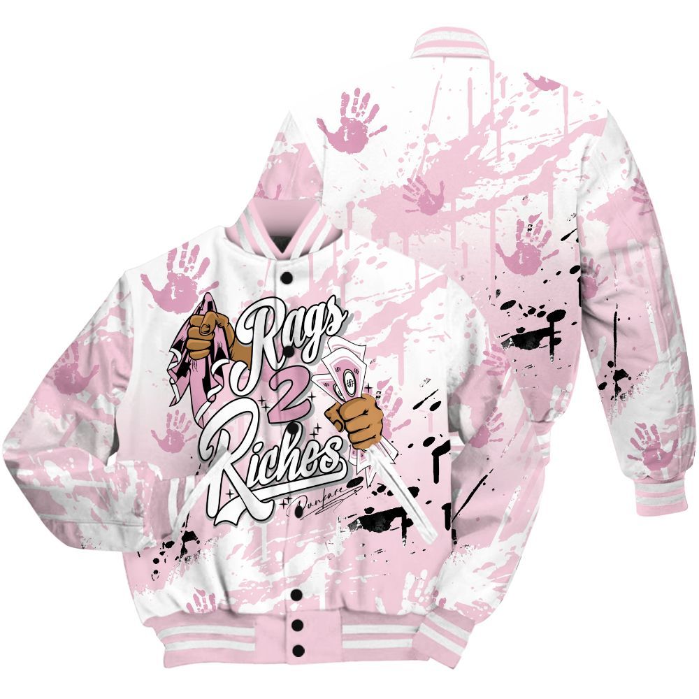 Varsity Jacket To Match Orchid 4s Shirt, Rag 2 Riches All Over Print