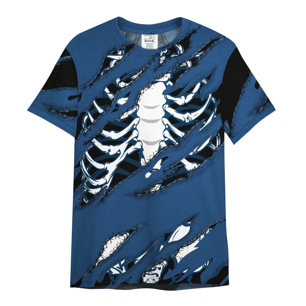 Shirt To Match High OG Midnight Navy 1s - GOT 'EM Skeleton Scratch All Over Print