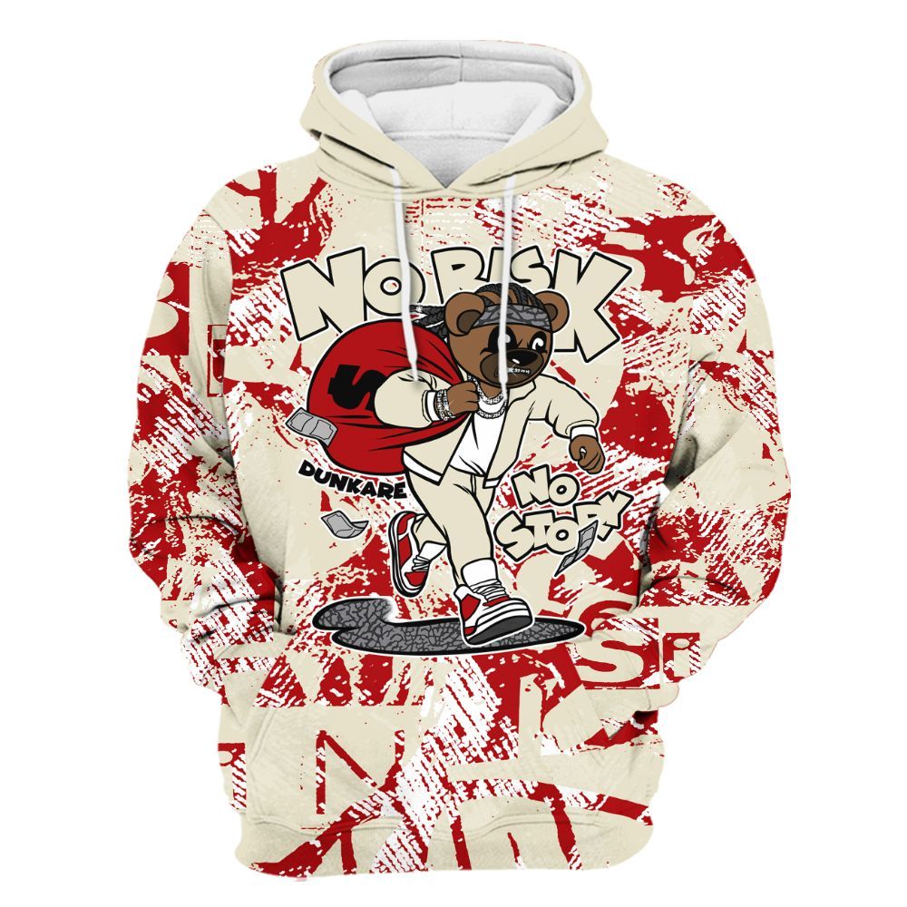 Hoodie To Match Cement Grey 3s - Certain Bear Abstract Graffiti All Over Print