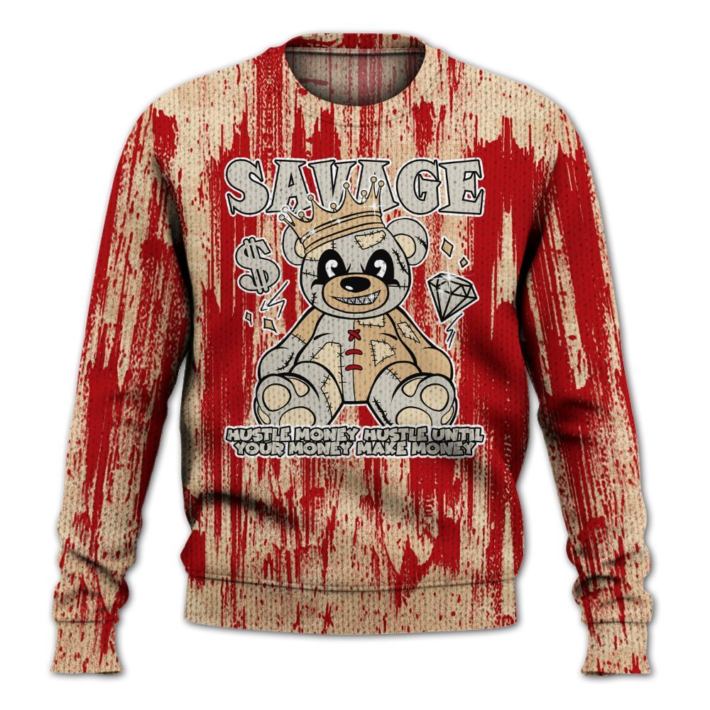 Knitted Sweater To Match Dunk Low Strawberry Waffle - Savages Bear Glitch Art