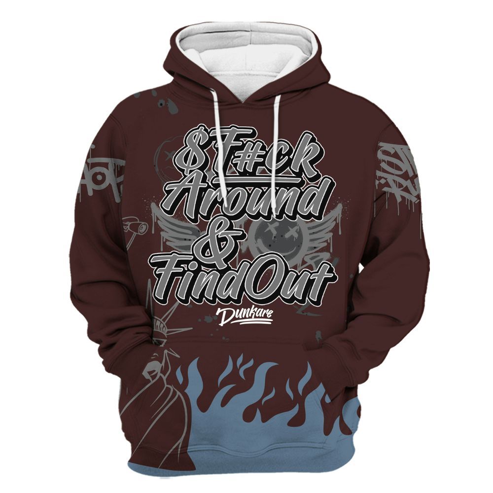 Hoodie To Match Burgundy 5s - Graphic Fck Around Find Out All Over Print