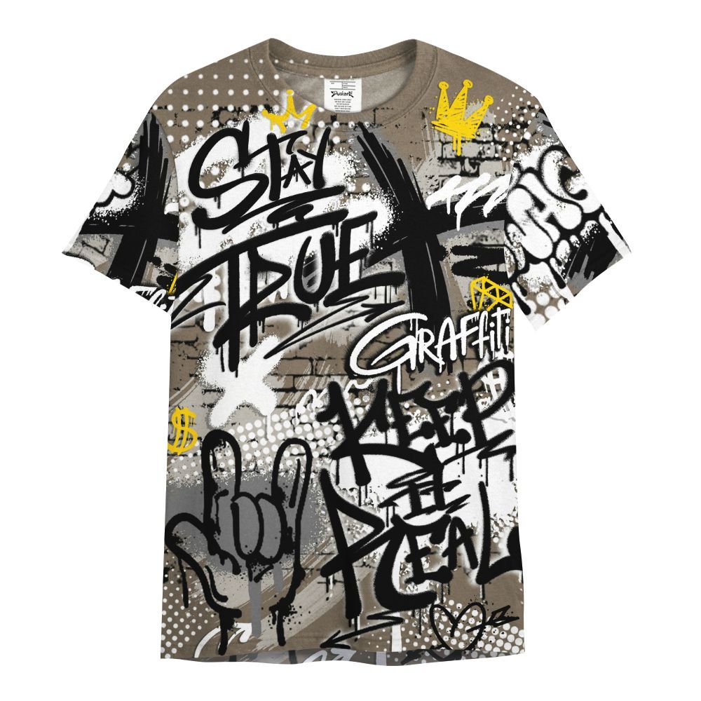 Shirt To Match Low OG Dark Mocha 1s - True It Real Graffiti Streetwear All Over Print