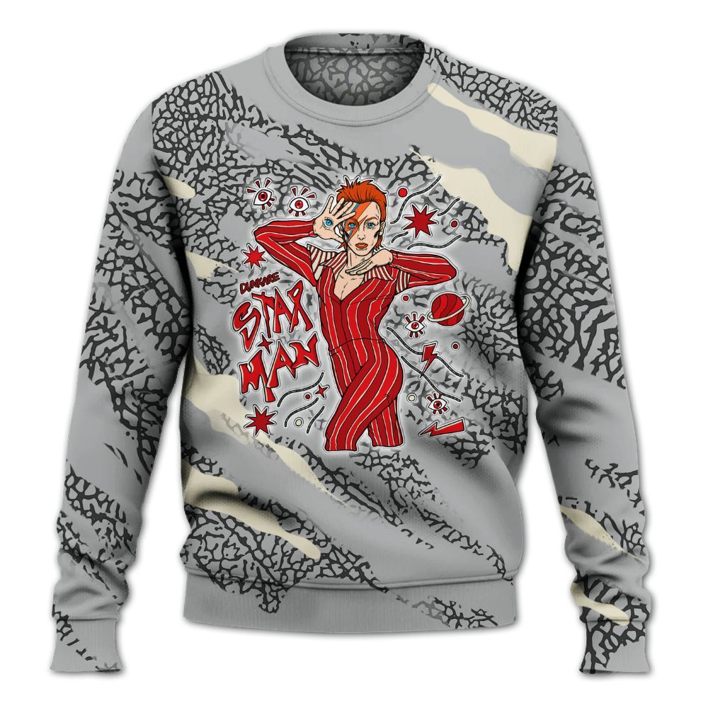 Sweatshirt To Match Cement Grey 3s - Starmans Graphics Colored All Over Print