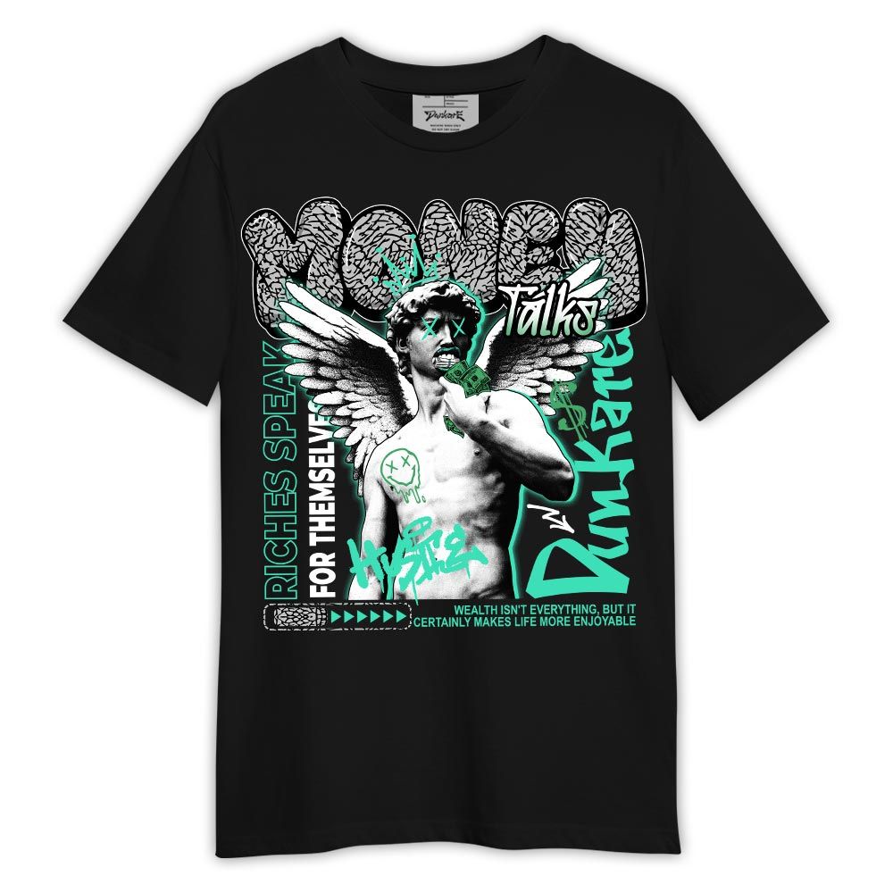 Shirt To Match Black Green Glow 3s - Graffiti Money Talk Graphic Shirt Green Glow 3s Outfit