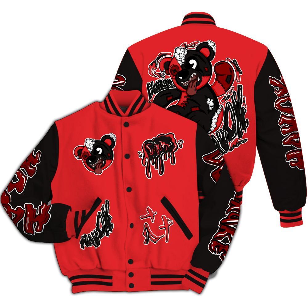 Varsity Jacket To Match Chile Red 9s - Havok Bear All Over Print