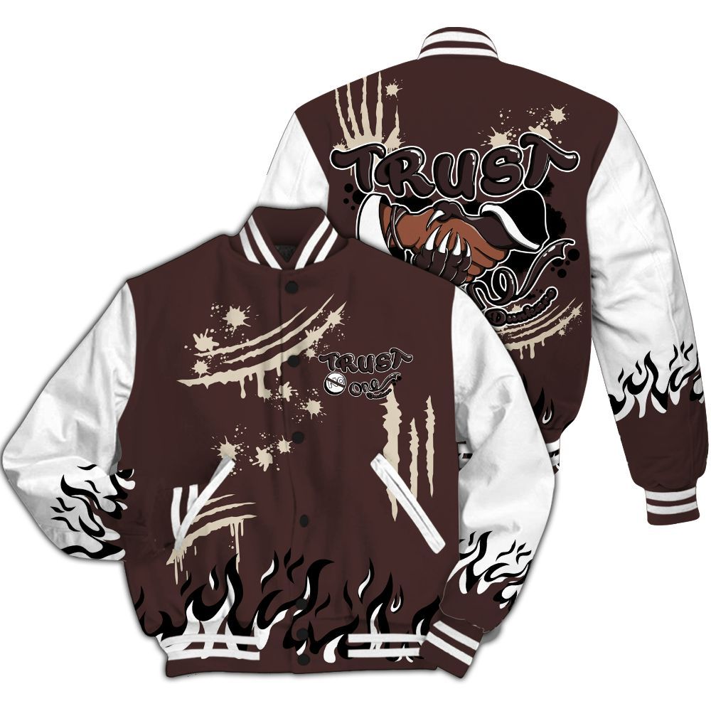 Varsity Jacket To Match Burgundy Crush 3s - Graphic Trust No One All Over Print