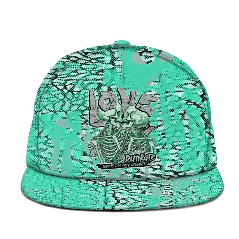 Snapback To Match Black Green Glow 3s - Skull Love Graphic