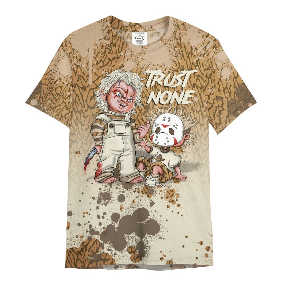 Shirt To Match Orewood Brown 3s - Trust No One Scary All Over Print