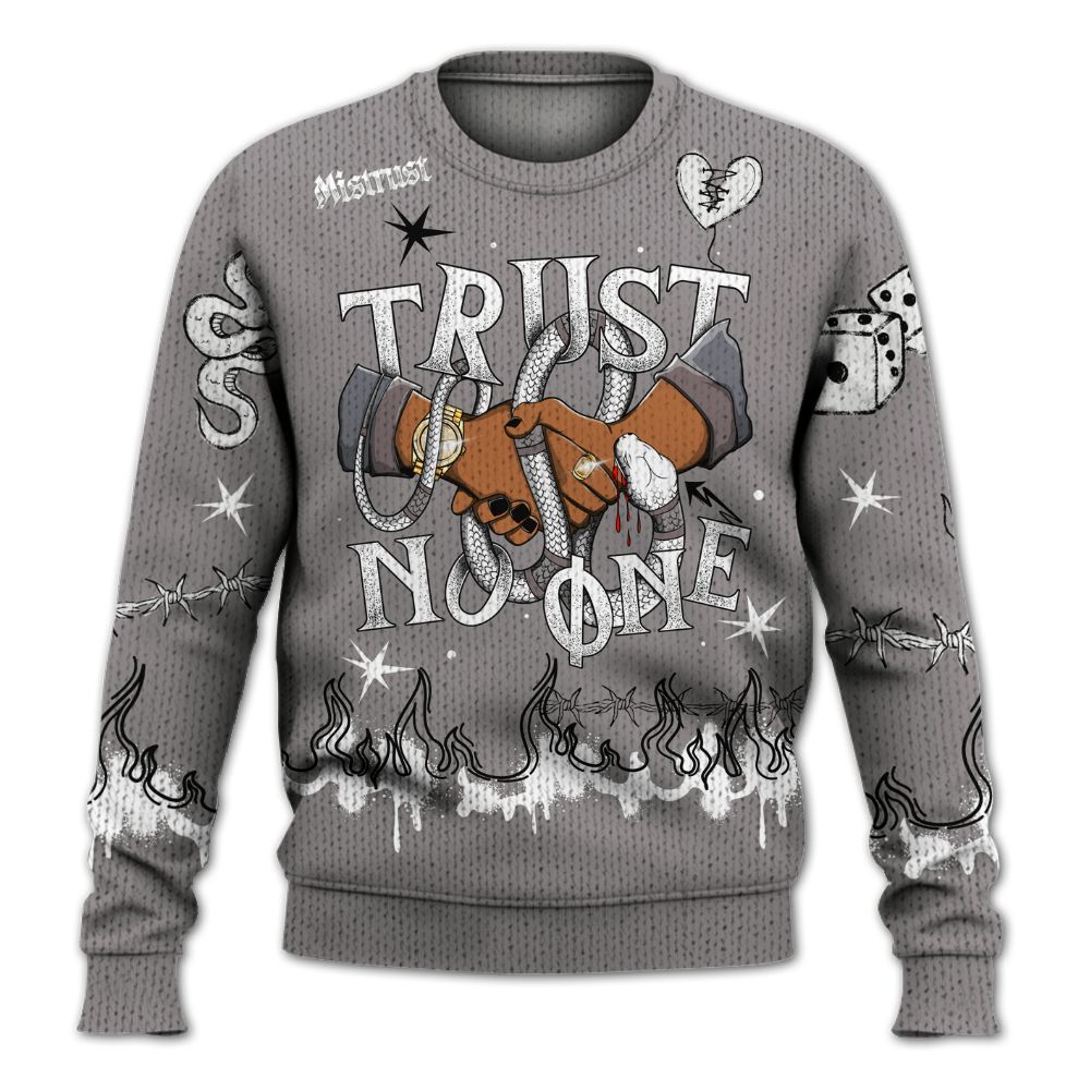 Knitted Sweater To Match Cool Grey 11s - Trust No One Snake-Bite Doodle Crayon