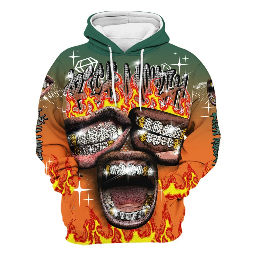 Hoodie To Match Dunk Low Ceramic - Rich Mouth Fire Rap Retro 90s All Over Print
