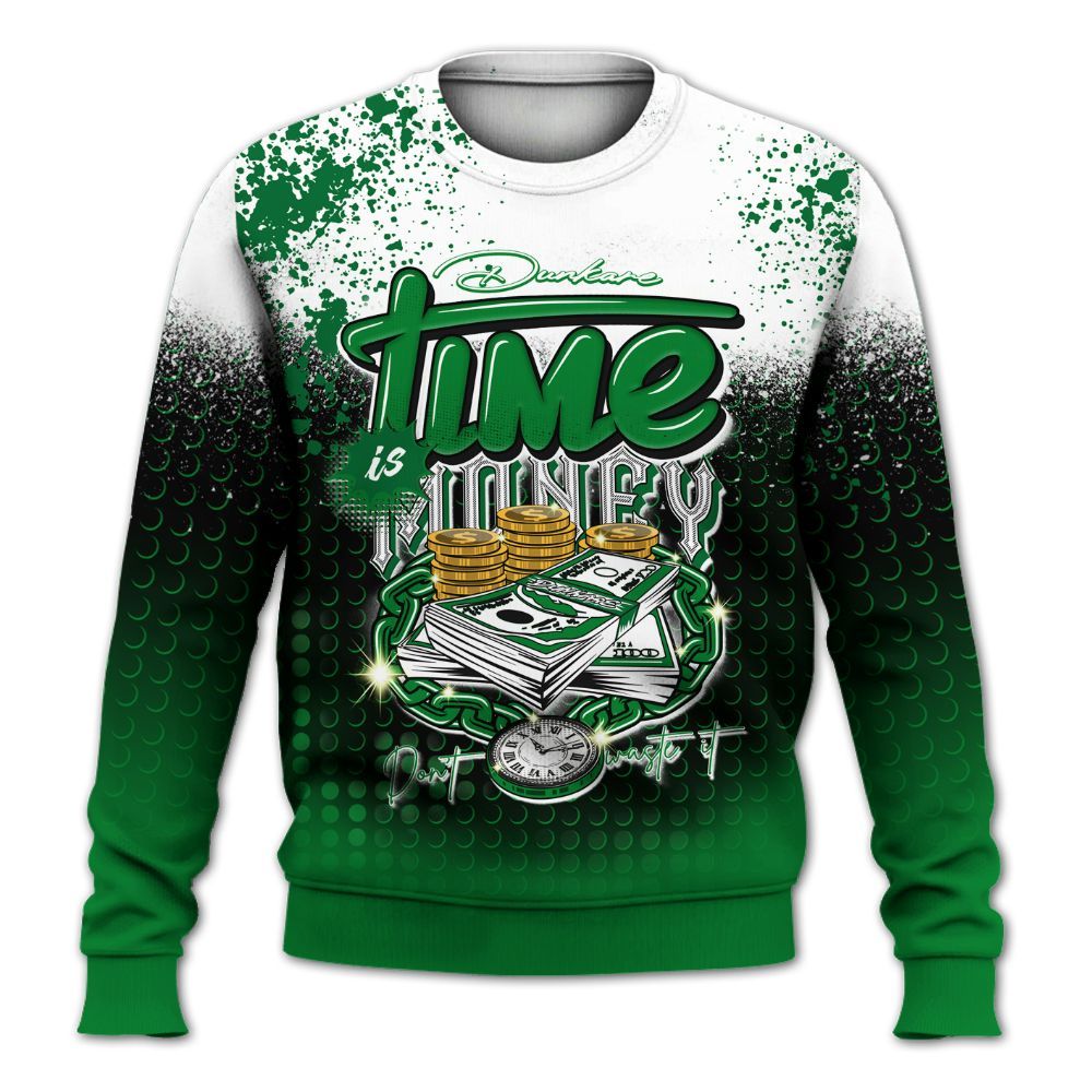 Sweatshirt To Match Lucky Green 1s - Halftone Time Is Money All Over Print