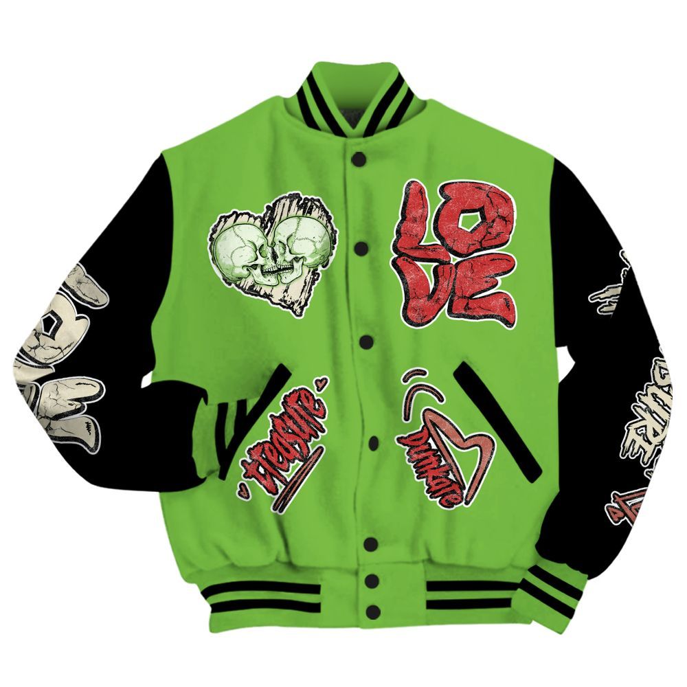 Varsity Jacket To Match Air Max Waffle SP Action Green - Skull Bear All Over Print