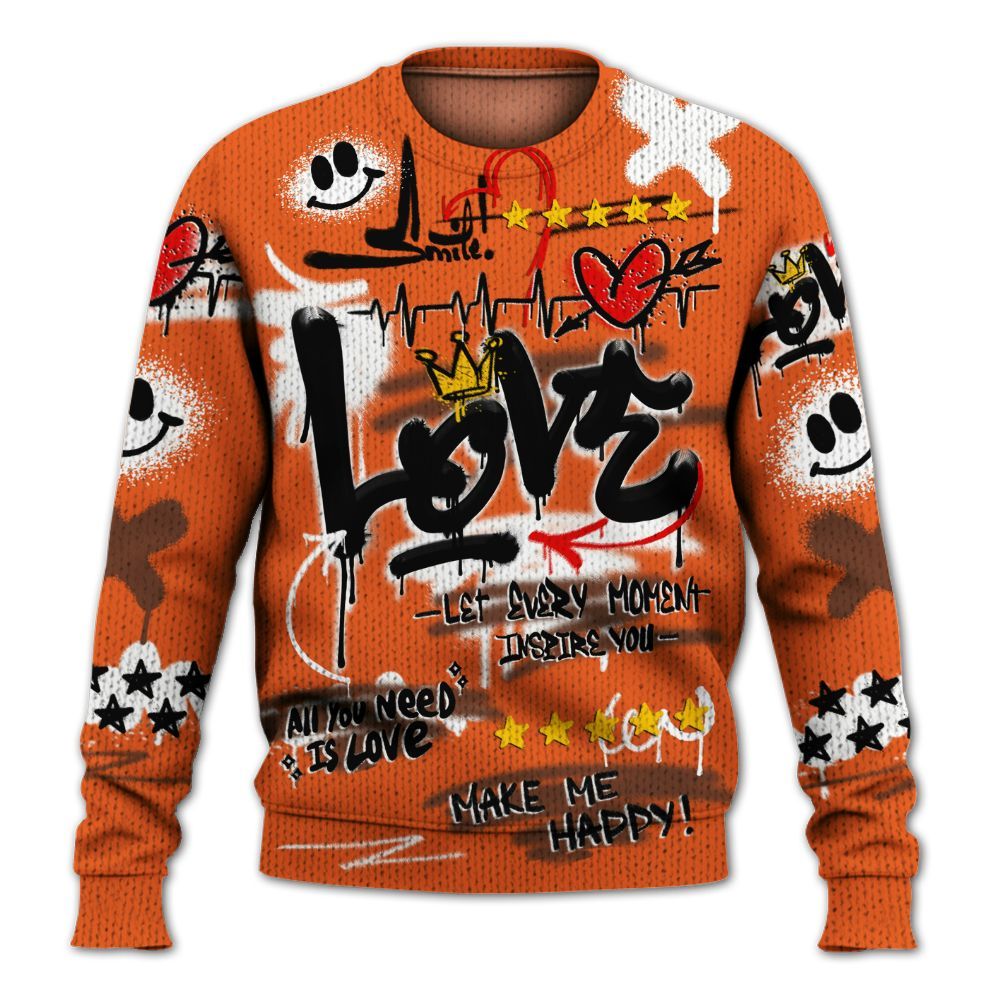 Knitted Sweater To Match High OG Starfish 1s - Happy Love Beats Graffiti Streetwear