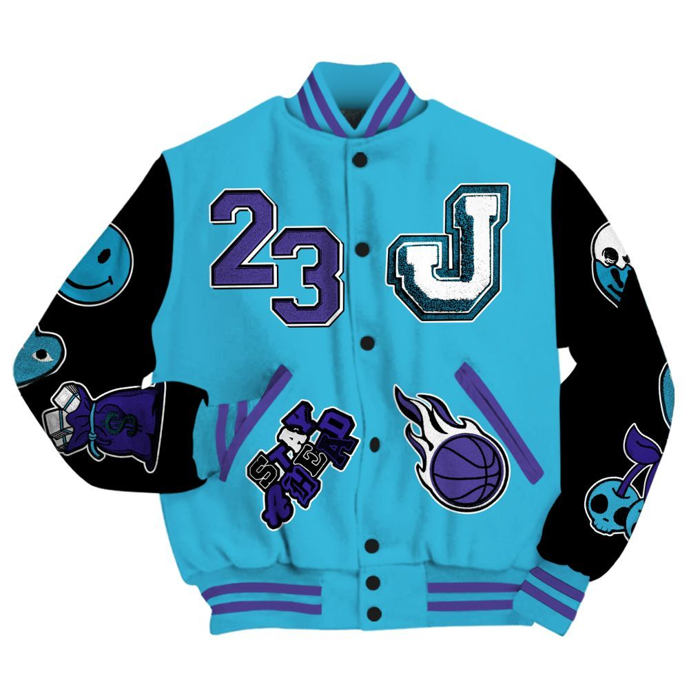 Varsity Jacket To Match Retro Aqua 6s - Hustles Money Number 23 All Over Print