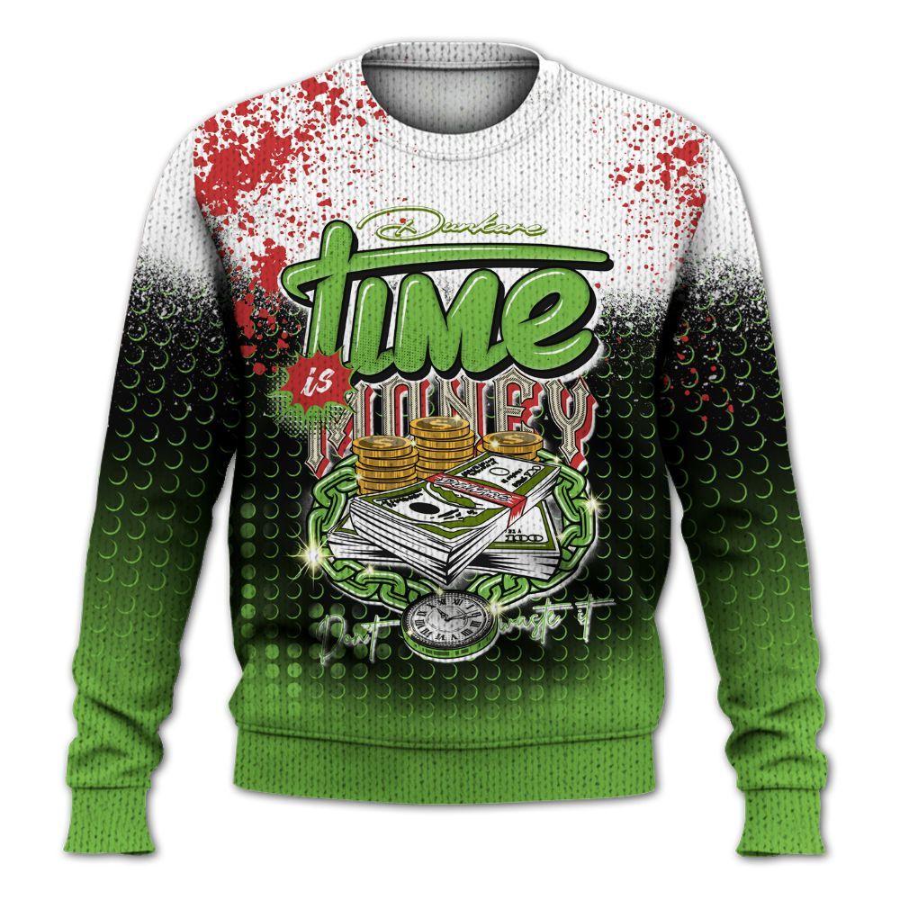Knitted Sweater To Match Air Max Waffle SP Action Green - Halftone Time Is Money