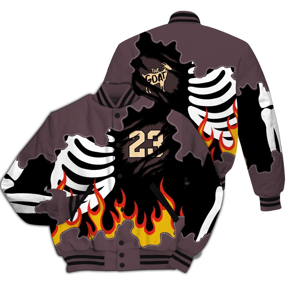 Varsity Jacket To Match AMM Black 3s - Burning Skeleton 23 G.O.A.T All Over Print