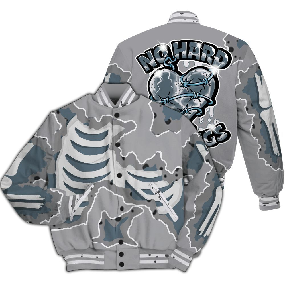 Varsity Jacket To Match Retro Light Graphite Wolf Grey 5s - Hard Feeling Graphic Heart Break All Over Print
