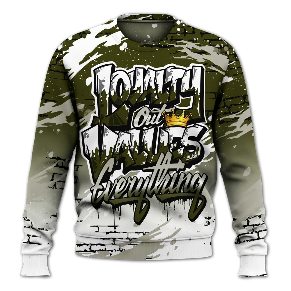 Sweatshirt To Match Dunk Low Pale Ivory Cargo Khaki - Values Of Loyalty Drip All Over Print