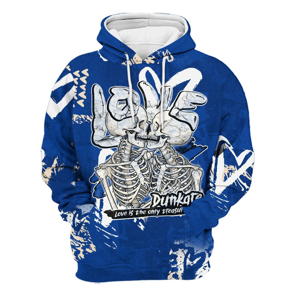 Hoodie To Match Low Game Royal 1s - Skull Love All Over Print