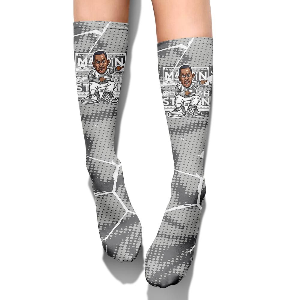 Sock To Match Retro Wet Cement 4s - Get Tag Sneakers Steppin' Graphic