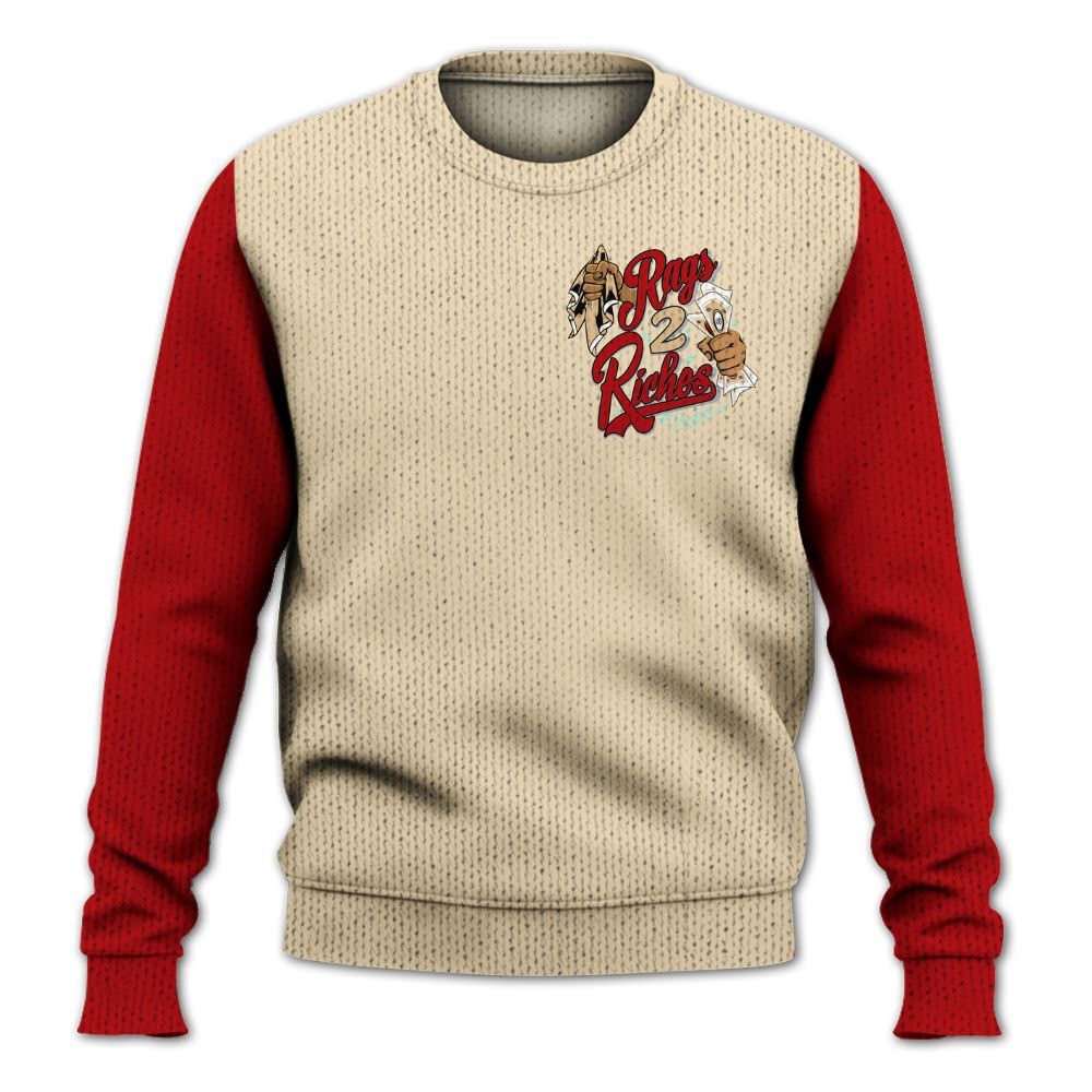 Knitted Sweater To Match Dunk Low Strawberry Waffle, Custom Name Rag 2 Riches