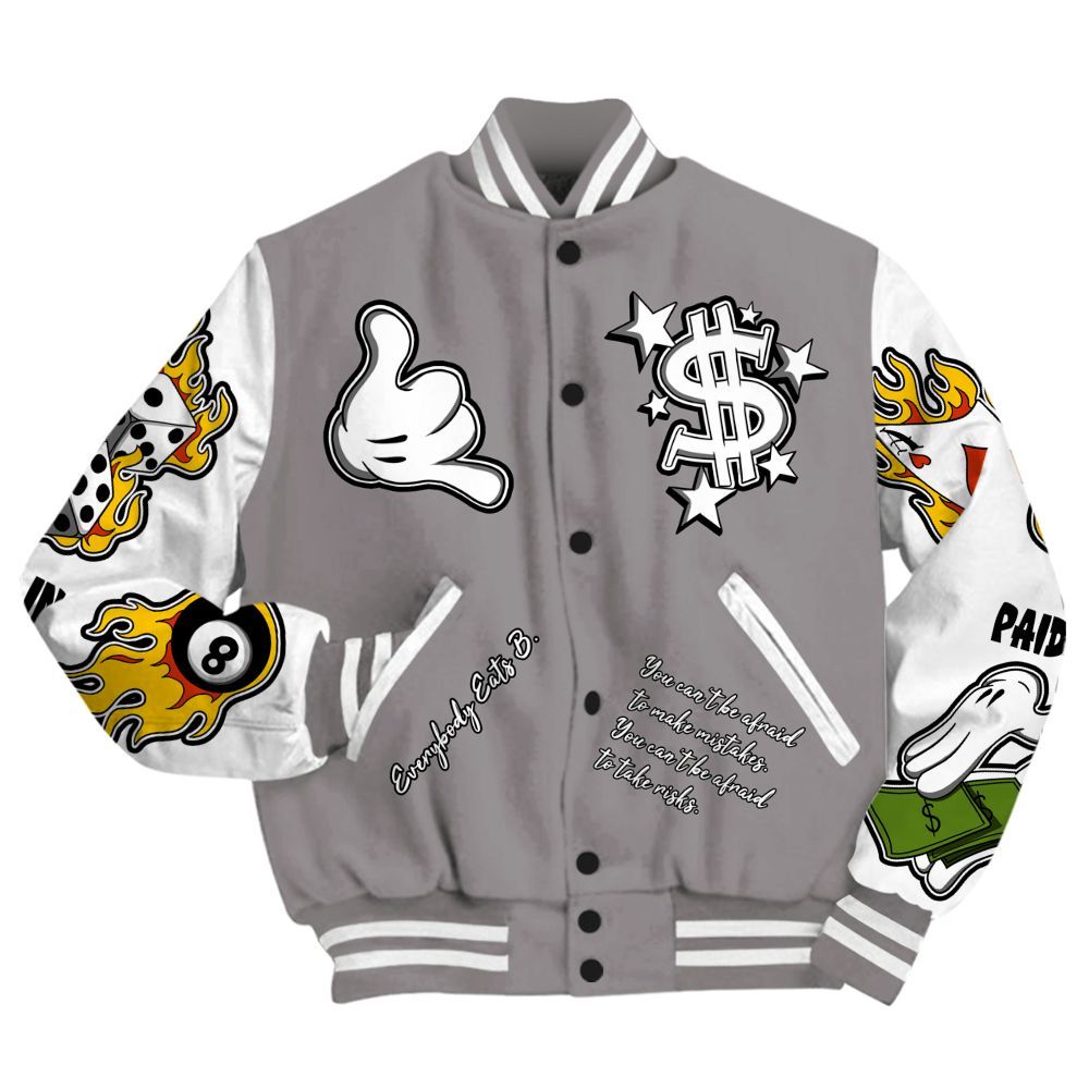 Varsity Jacket To Match Cool Grey 11s - Everybody Paid In Full Graphic All Over Print