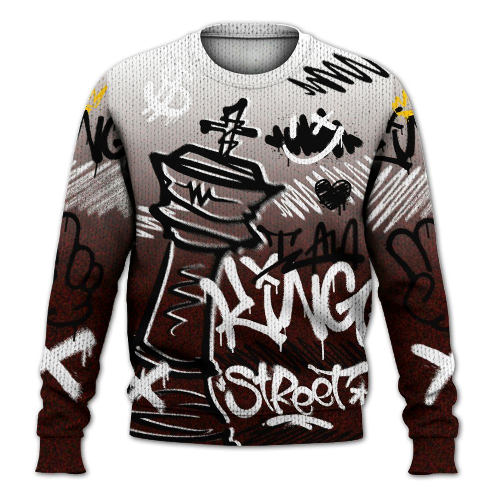 Knitted Sweater To Match Air Force 1 Low Halloween Skull 2024 - Street King Chess Streetwear