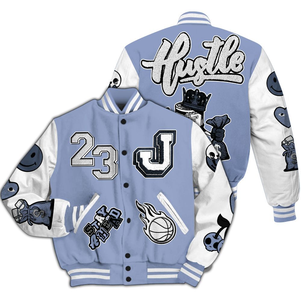 Varsity Jacket To Match Retro Blue Grey 13s - Hustles Money Number 23 All Over Print