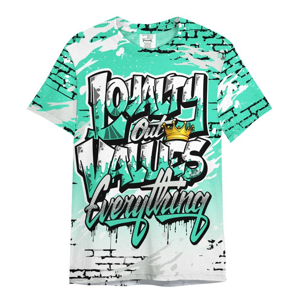 Shirt To Match Black Green Glow 3s - Values Of Loyalty Drip All Over Print