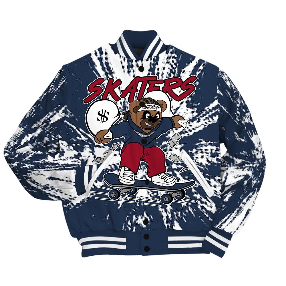 Varsity Jacket To Match Navy Blue 2024 6s - Skaters Bear Luxury Varsity Jacket Unisex
