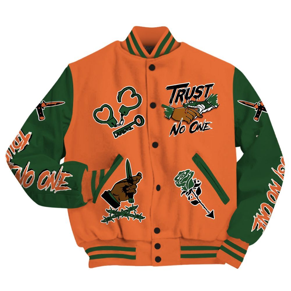 Varsity Jacket To Match Low Miami 5s - Trust No One Dripping All Over Print