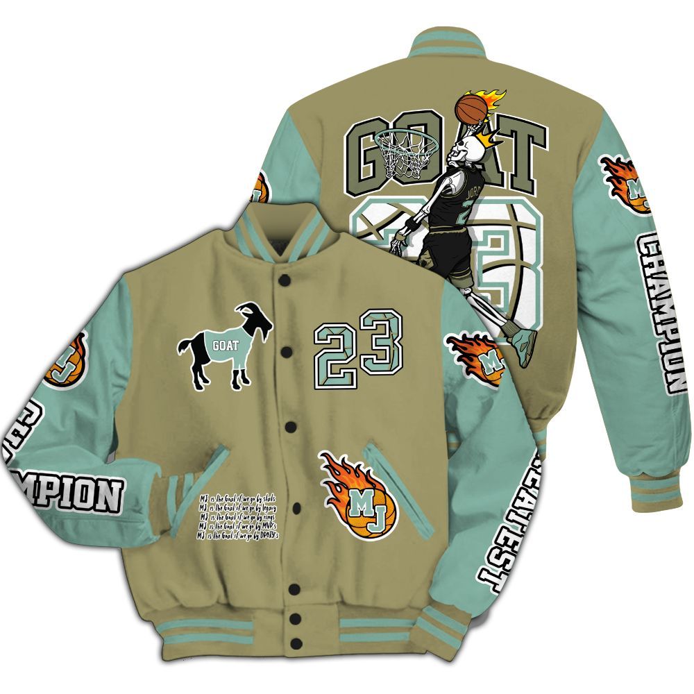 Varsity Jacket To Match Dunk Low Suede Olive Aura - 23 G.0.A.T Jump Up Basketball All Over Print