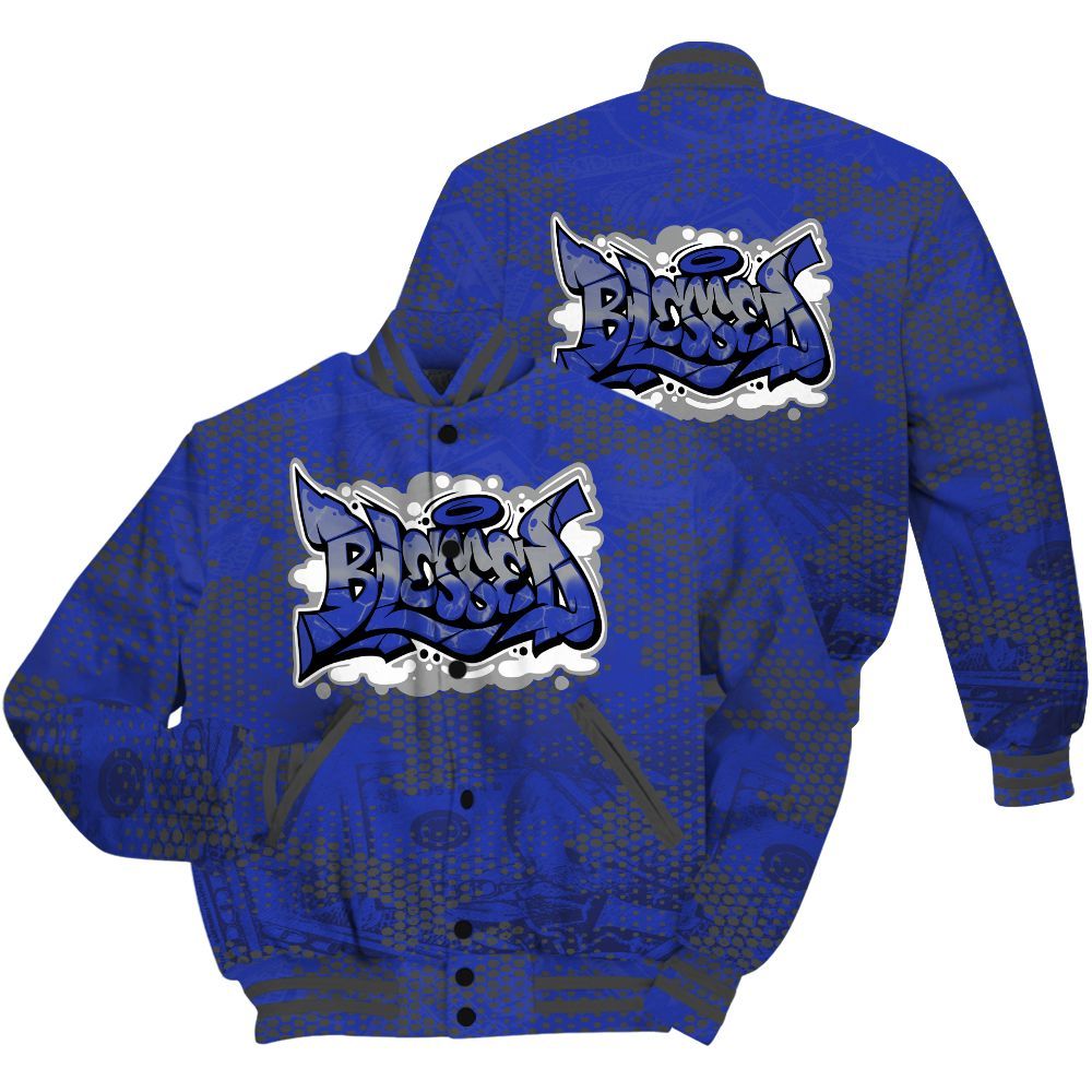 Varsity Jacket To Match Air Max Plus Black Racer Blue Shirt - Blessing Graphic Banknotes All Over Print