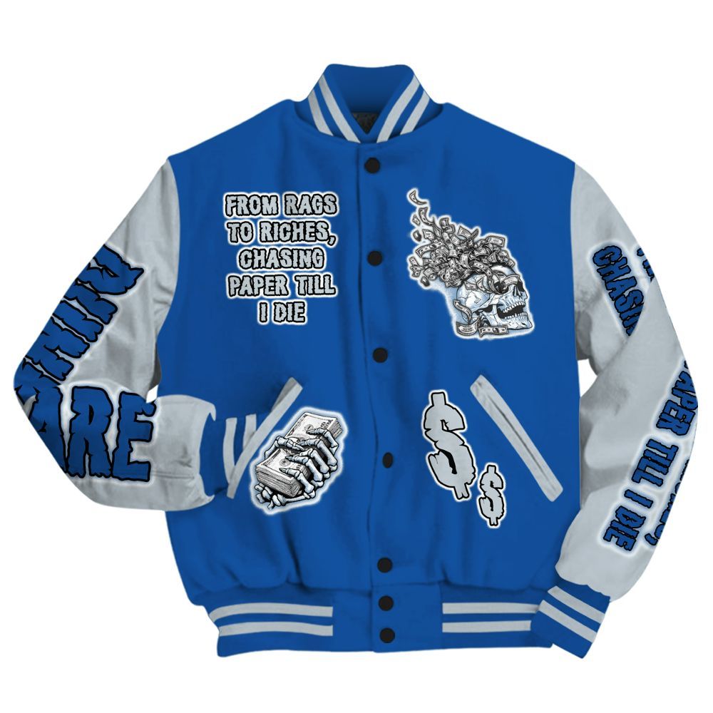 Varsity Jacket To Match Low Space Royal 11s - From Rags To Riches All Over Print