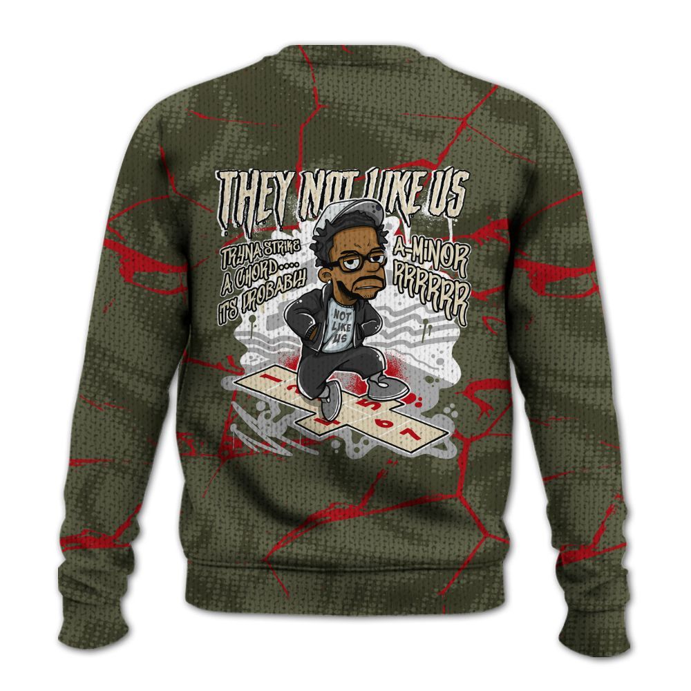 Knitted Sweater To Match Travis Scott Low OG Medium Olive 1s - Hopscotch Dislike Us Graphic Crack